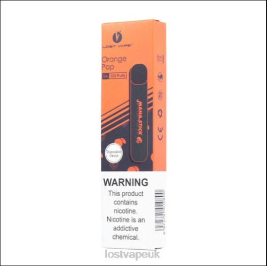 Lost Vape London F4200523 | Lost Vape Mana Stick Disposable | 300 Puffs | 1.2mL Orange Pop 5%